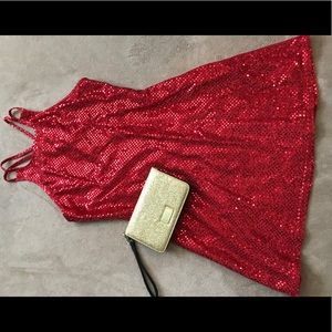 Red sequins dress